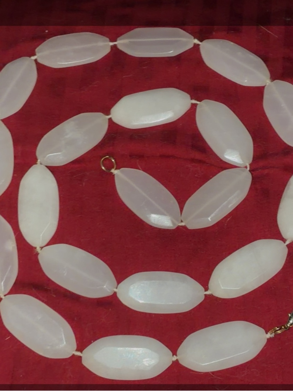 WOW! VINTAGE GENUINE WHITE NEPHRITE JADE 39” OPERA LENGTH HANDKNOTTED NECKLACE